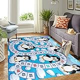 Oueoty Alfombra educativa de 9 x 12 pies, juego de mesa con delfín, tapete de poliéster para sala de estar, comedor, dormitorio, decoración del hogar