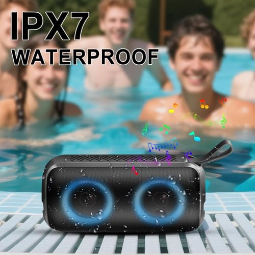 Image of Hupoaf Bluetooth Speaker, 2026 New Portable Wireless Speaker IP7 Waterproof | 6D Loud Sound, HD Call, RGB Lights, 12H Playtime for Home /Party /Outdoor /Beach, Electronic Gadgets, Birthday Gift
