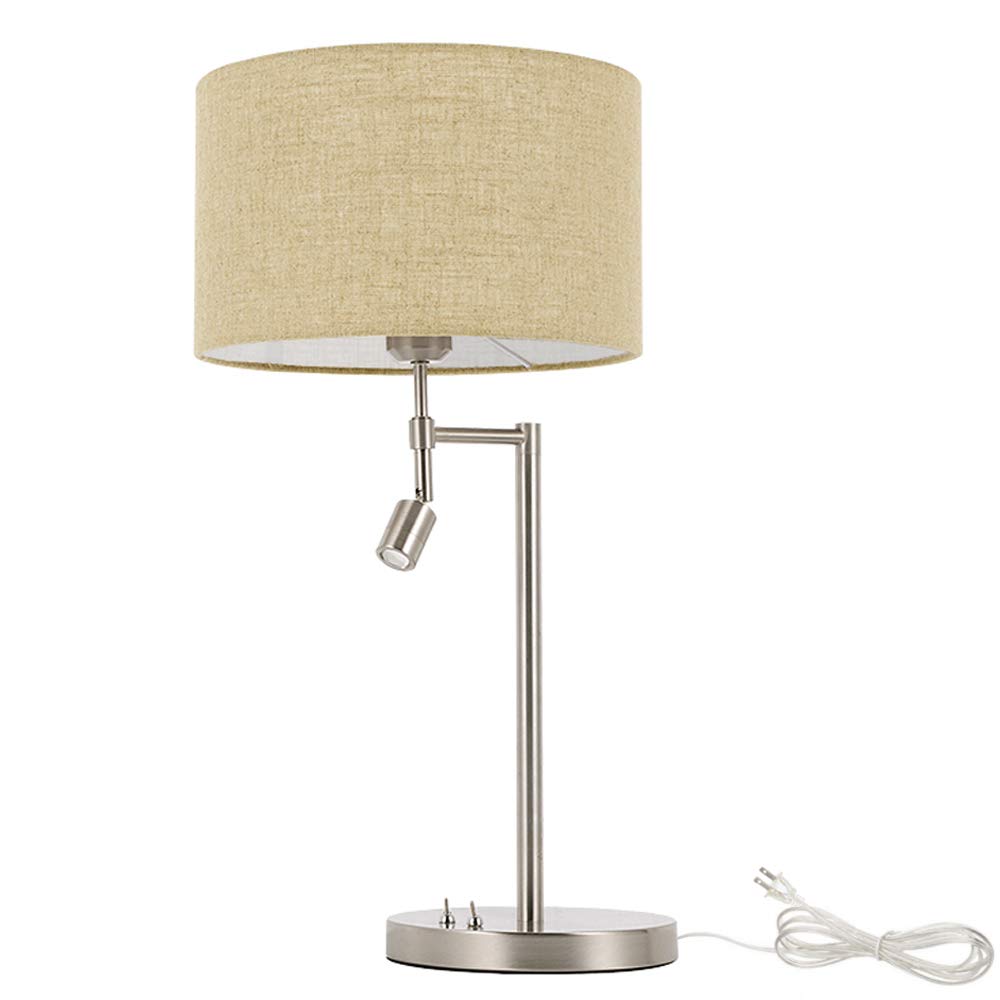 Kiven Plug-in LED Bedside Reading Table Light 2-Light LED Table Lamp for Living Room Bedroom Chrome