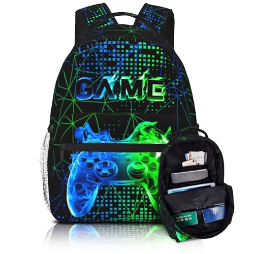 School Backpack For Boys Gaming Boys Backpack Cool Game Bookbag For Kids Children Elementary Middle School Ages 6-18 Video Game Back Pack