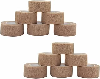 [12 Pack-1" x5Yards] MINGYUE Self Adhesive Bandage Wrap,Athletic Tape,Sports Tape,Wrist and Ankle Wrap Tape,Cohesive Bandage for Vet Tape(Skin Color)