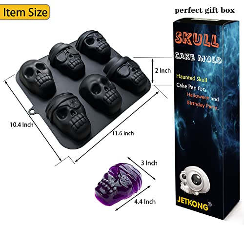 Jetkong Skull Cake Pan Silicone Skull Cakelet Mold Skull Pirate Cake Tin Baking Pan #TOP1