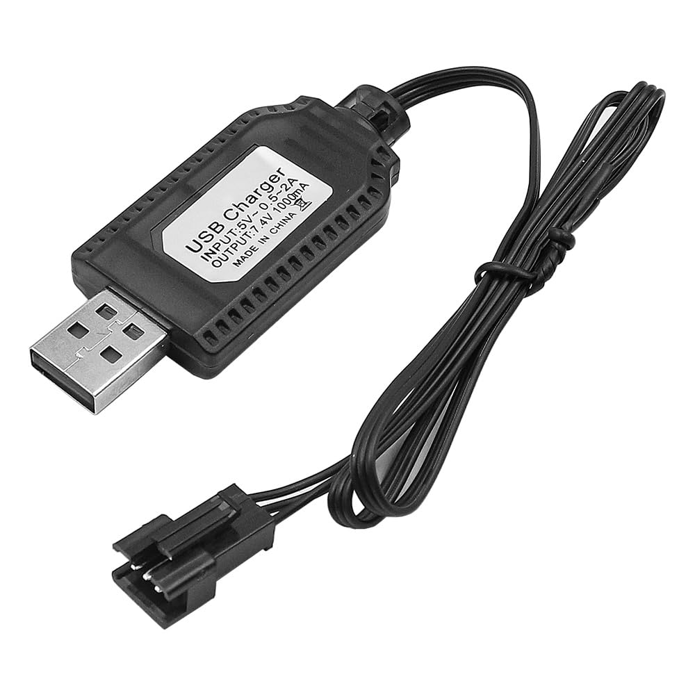 Cargador USB 7.4V Con Puerto SM-3P Para Baterías Lipo De Coches RC Y Drones – Pack De 2 Cables
