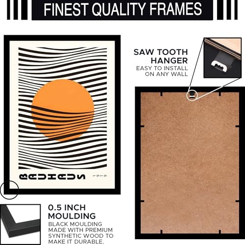 Image of BLINKART Vintage Bauhaus Retro Geometric Aesthetic Poster Gallery | Colorful Wrap Framed For Home Office Studio Living Room Modern Art Studio Decoration Abstract Shapes | (d74) | 13x10 Inch
