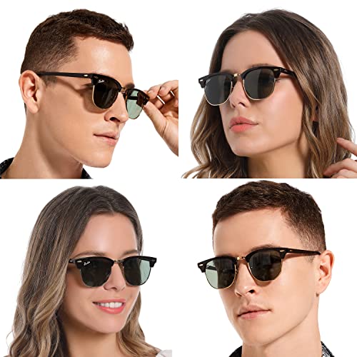 Vintage Square Style Glass Lenses Acetate Semi-Rimless Frame Sunglasses For Men Women UV400 Protection2