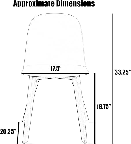 Miniatura 3 de 2xhome Juego de 4 modernas sillas laterales de comedor sin brazos, asiento de plástico con patas de madera duraderas para cocina, patio, oficina,