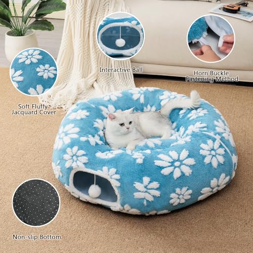 Image of Cute Round Cat Tunnel for Indoor Cats, Blue