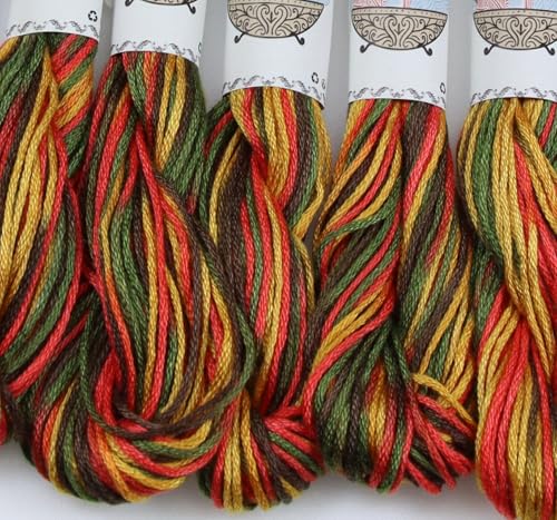 Image of KCS Big skeins of 25 Meters Size 25 Color Variegated Cross Stitch Stranded Threads,6 skeins,4511