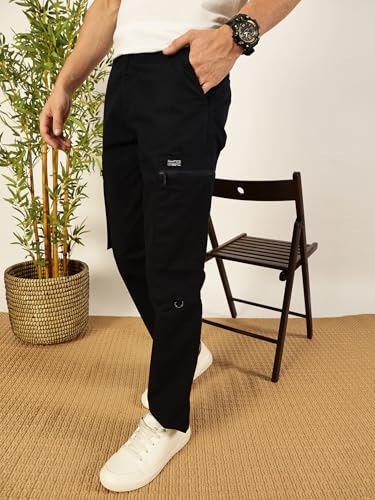 Image of Thomas Scott Men's | Solid | Light Weight | Breathable Fabric | 2 Zipper Pockets | Mid Rise | Regular Fit | Cotton Blend | Button Waist | Chino Trouser | Pants