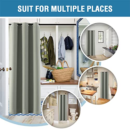 Image of H.VERSAILTEX Doorway Curtain Blackout Closet Door Curtain Room Divider Window Treatment Curtain for Bedroom Thermal Insulated Privacy Drape Soundproof Grommet, 42 x 80 inches, 1 Panel, Sage