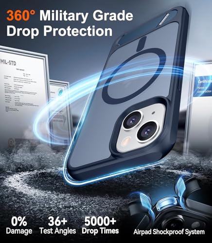 Image of Magnetic Compatible with iPhone 14 Case /iPhone 13 Case,[Built-in Invisible Kickstand][Compatible with MagSafe][Military Grade Shockproof] Slim Translucent Matte Phone Case for iPhone 14 /13 6.1 inch