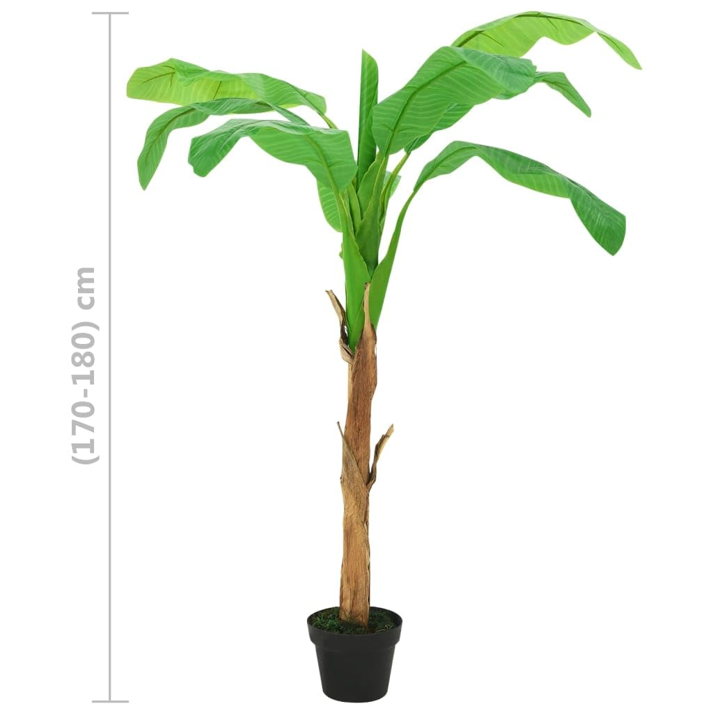 Künstlicher Bananenbaum mit Topf 180 cm Grün, Massivholz und Kunststoff, 9 Wedel, Zimmerpflanze für Büro Wohnzimmer Schlafzimmer, dekorative Topfpflanze für Balkon Terrasse Fensterbank