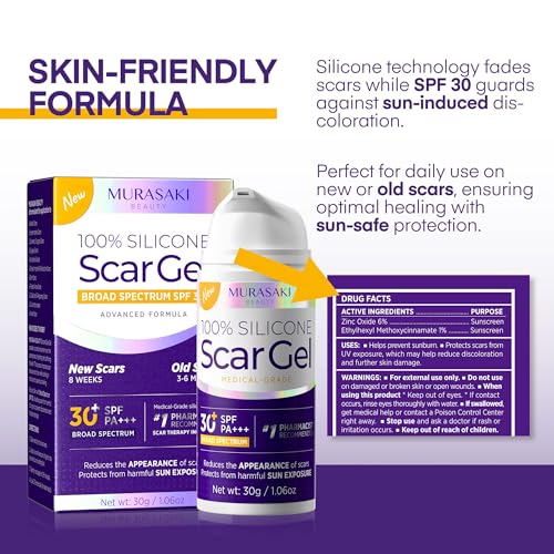 Image of Silicone Scar Gel Scar Cream: SPF 30 Advanced Medical-Grade Formula for Surgical Scars, C-Section, Stretch Marks, Acne, Burns, Keloids, Old & New Scars - Broad Spectrum UV Protection 1.06oz (30g)