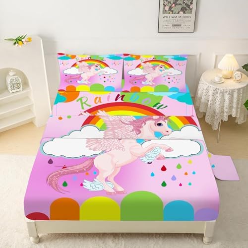 Pink Kids Sheets Set Full Size Cartoon Bedding Set for Kids Cute ...