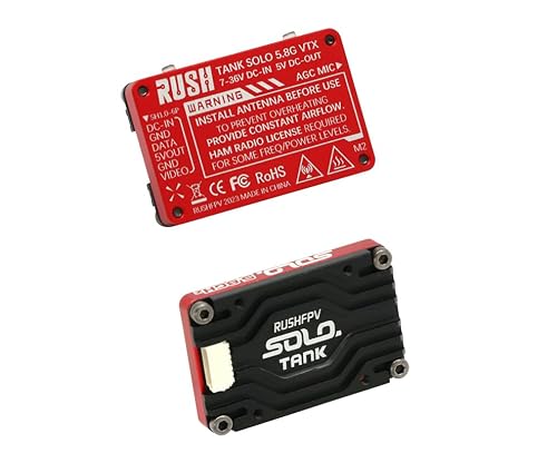 Rush Solo Tank 5.8G VTX �r�f�I�g�����X�~�b�^�[ CNC�V�F�� 1.6W �n�C�p���[ �����}�C�N ���M�\�� RC FPV �������Œ藃�h���[���p (48CH)