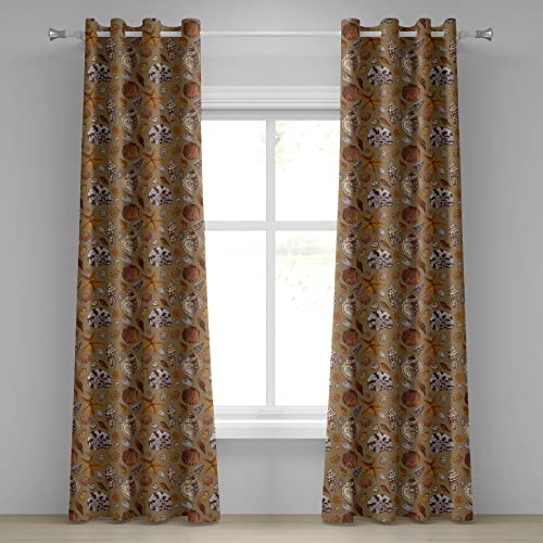 ABAKUHAUS Océan Rideau, Les Animaux sous-Marine, Rideaux décoratifs à 2 Panneaux pour la Chambre à Coucher Le Salon, 2-Panel- 280 cm x 175 cm, Gingembre Cannelle Cacao