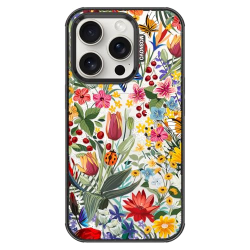 Coque iPhone 15 Pro MagSafe fleurs protection antichoc motif jardin