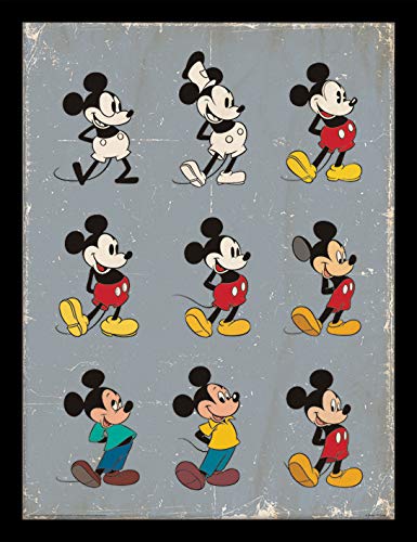 Image of iPosters Mickey Mouse Evolution Framed Print - Overall Size: 36 x 46 cm (14 x 18 inches) Print Size: 30 x 40 cm