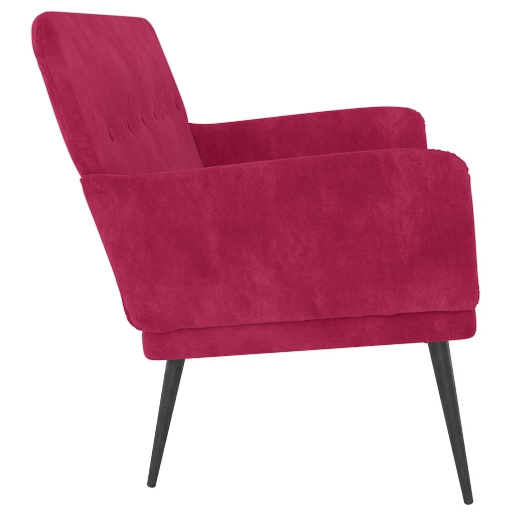 Banc rembourré en velours rouge vin avec structure en métal - 108 x 79 x 79 cm - Banc rembourré pour salle à manger, couloir, salon - Assise confortable - Banc porte-manteau robuste avec