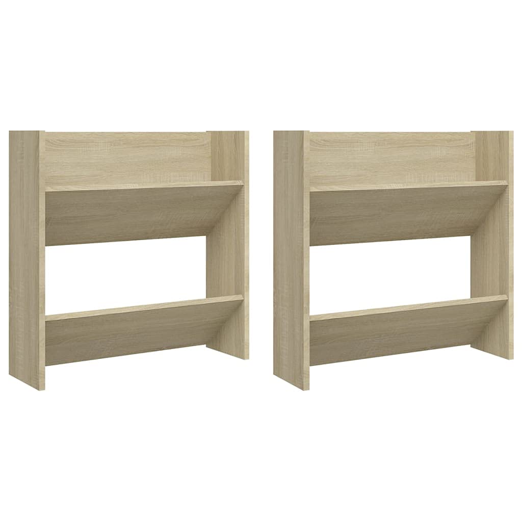 Vidaxl Sonoma Oak 2X Wall Shoe Cabinets Wardrobe Storage Shoe Organiser Rack Shelf Wall-Mounted Hanging Shoe Cabinet Household Supplies Chipboard