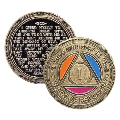 Tri-Color AA Recovery Chip with Third Step Prayer on Back My Recovery Store (Available in Years 1-60)