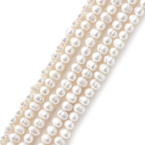 Miniatura 6 de Adabele 2 hebras de patata natural real redondas de agua dulce cultivada blanca cuentas sueltas de 0.276-0.315 in para fabricación de joyas (28