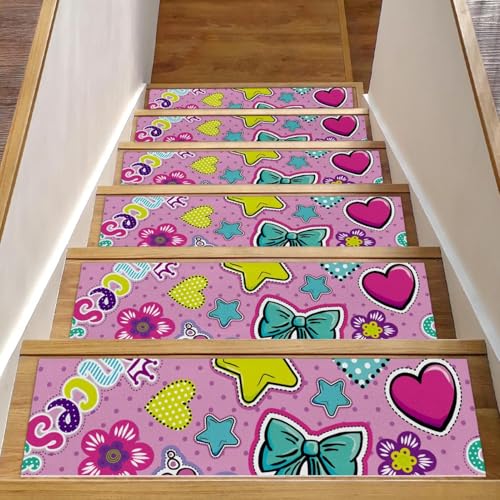 Alfombras antideslizantes de escalera rosa princesa con base TPE 2