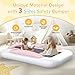 Abdtech Inflatable Kids Travel Bed - Portable Comfortable Air Mattress with 3 Sides Safety Bumpers - Blow Up Bed for Camping & Travel (53 Inches)