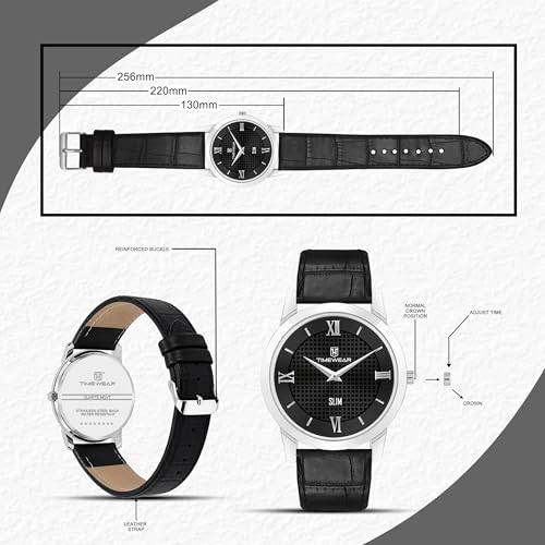 Image of TIMEWEAR Analog Slim Two Hands Leather Strap Watch for Men