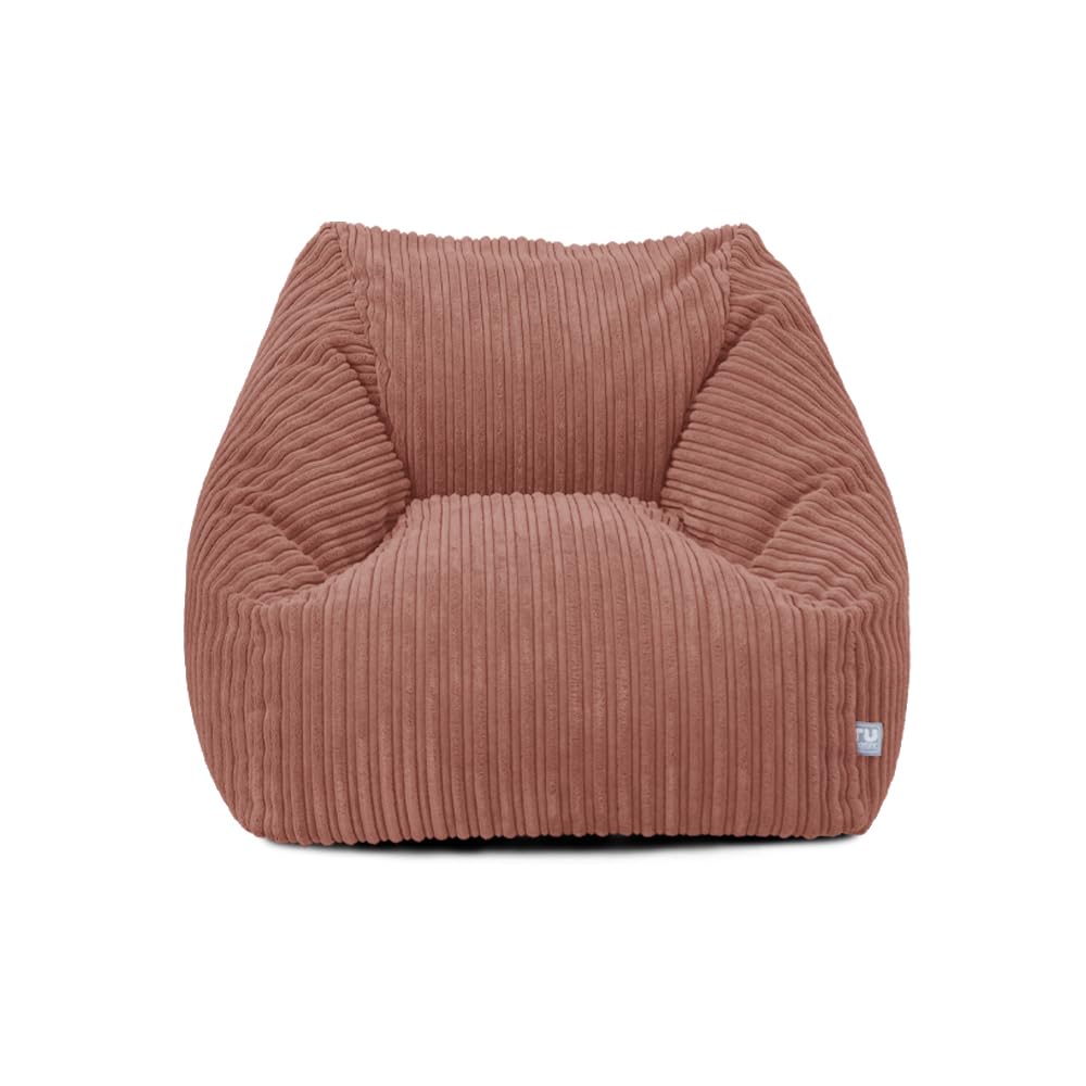 rucomfy Big Kids and Teen Ivory Corduroy Snuggle Chair, Large Machine Washable Beanbag Seat for Comfortable Lounge Room and Bedroom Furniture, 70x80x60cm - (Blush Pink, Beanbag Only)