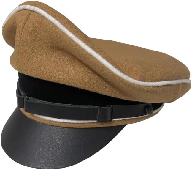 Replica WW2 German Desert Officer Hat Cap, Visor (US, Numeric, 7, Tan)