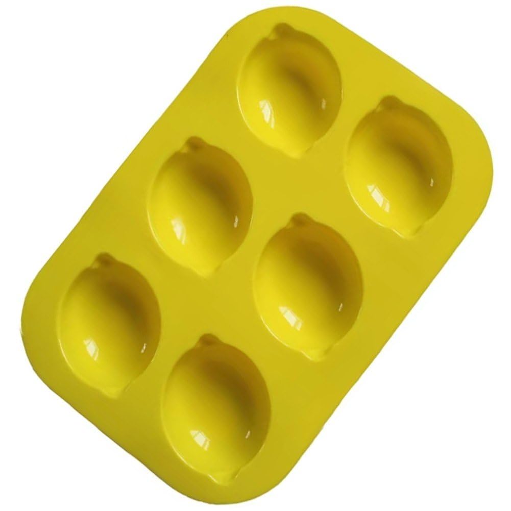 Ppmter Lemon Silicone Mold, 6-cavity 3d Fruit Shaped Cake Chocolate Jelly Fondant Ice Cream Molds for Diy Baking Pastry Desserts Pudding Candle Making