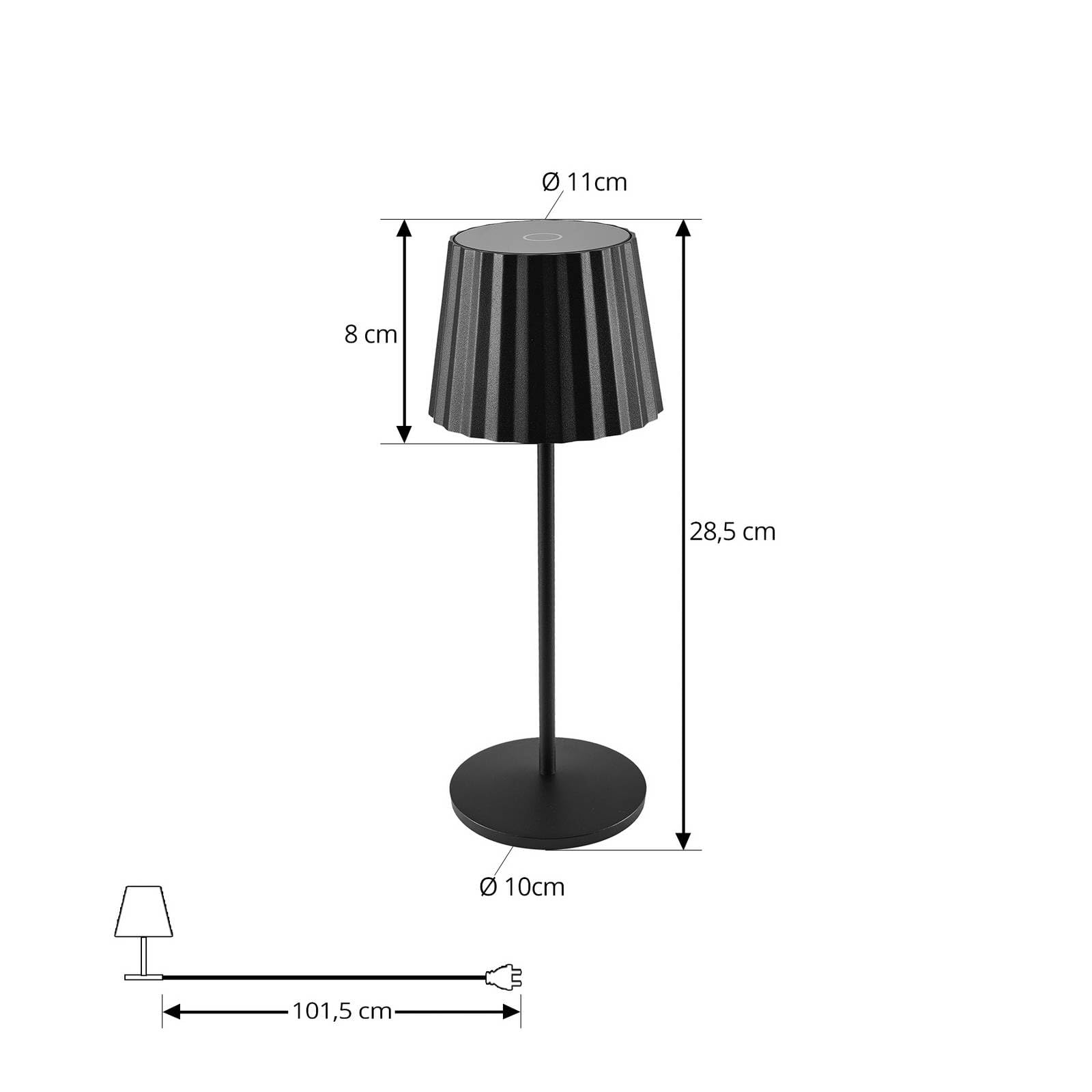 Lindby Lampada da tavolo a LED dimmerabile senza fili con sensore touch, lampada da tavolo portatile ricaricabile per interni esterni IP54 lampada da giardino