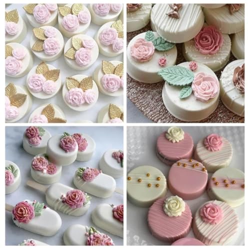 Image of 3 Pack Rose Leaf Silicone Candy Molds Mini Flower Fondant Chocolate Leaves Moulds for Candle Making Baking Sugarcraft Cake Decoration Cupcake Topper Clay Crafting Projects Soap Wax melt