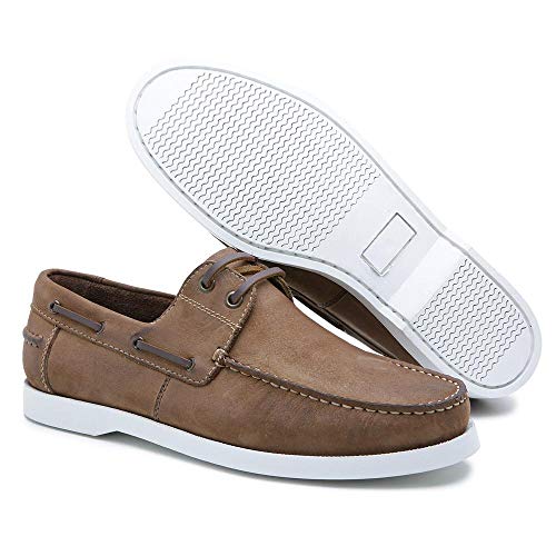 Mocassim Dockside Masculino Couro Cadarço Casual Dia a Dia Café 43