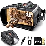 4-Inch IPS Full-Color Display: This night vision goggles device is equipped with a 4-inch IPS screen and a 28mm lens, providing clear color images during the day and in low-light environments. The Starlight CMOS sensor and F1.2 aperture allow more li...