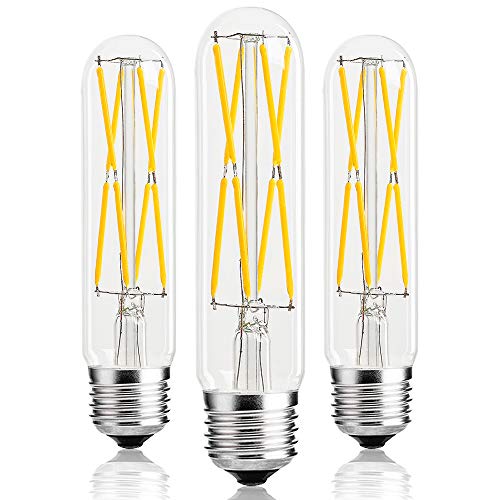 T10 Led Tubular Bulb,75 Watt Incandescent Bulb,8W Dimmable Edison Led Bulb,3000K Soft White,E26 Medium Base Lamp, 3-Pack (Soft White(Clear Glass))
