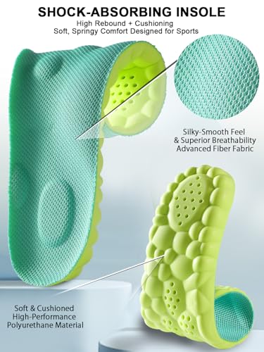 Image of 4D Cloud Insoles for Men and Women, Arch Support Insoles, Memory Foam Insoles, Shock Absorption and Cushioning Sports Shoe Insoles (Green, XL (Men 9-11 /Women 10-11)
