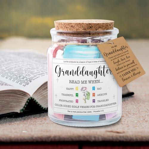 Image of NewEleven Granddaughter Gifts - Riligious, Christian Gift for Teen Girls, Granddaughter Gifts From Grandma, Grandpa - Easter, Baptism Gift For Grandkids - Bible Verse Jar