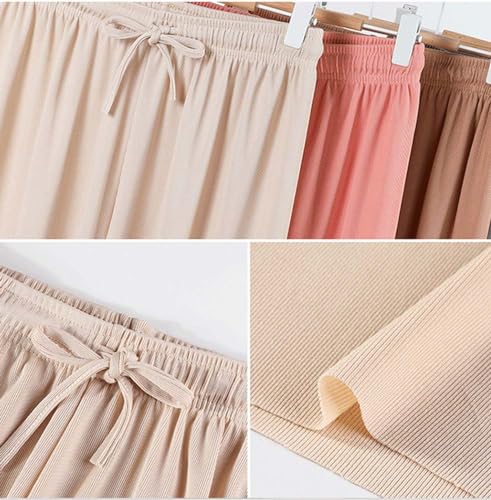 WEAREWE Women's Summer High Waisted Loose Wide Leg Long Casual Pants Summer Ice Silk Pants Home Pants3