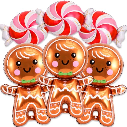 Gingerbread Man Balloon Red Pink Candy Balloons Set Christmas Candy Gingerbread Balloons for Christmas Ginger Bread Party Decorations