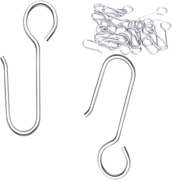 160pcs Stainless Steel S Hooks, Corrosion Resistant Curtain Wire Hooks, Drapery Hook Pins for Window, Shower, Door Curtains