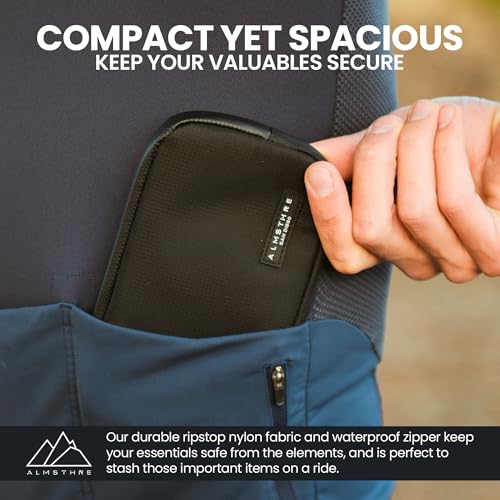Image of ALMSTHRE Ride Wallet 7 inchx4 inch | Waterproof Cycling Wallet for Phone, Cards & Essentials | Durable Ripstop Nylon - Fits Most Phones & Passports | Secure Storage for Biking & Travel