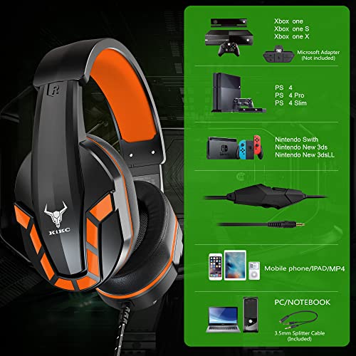 Gaming Headset mit Mikrofon für Xbox One PS4 Nintendo Switch und Playstation 4, Stereo Noise Cancelling Gaming Kopfhörer mit weichen Ohrenschützern, kompatibel mit Handy, iPad, MP4, PC