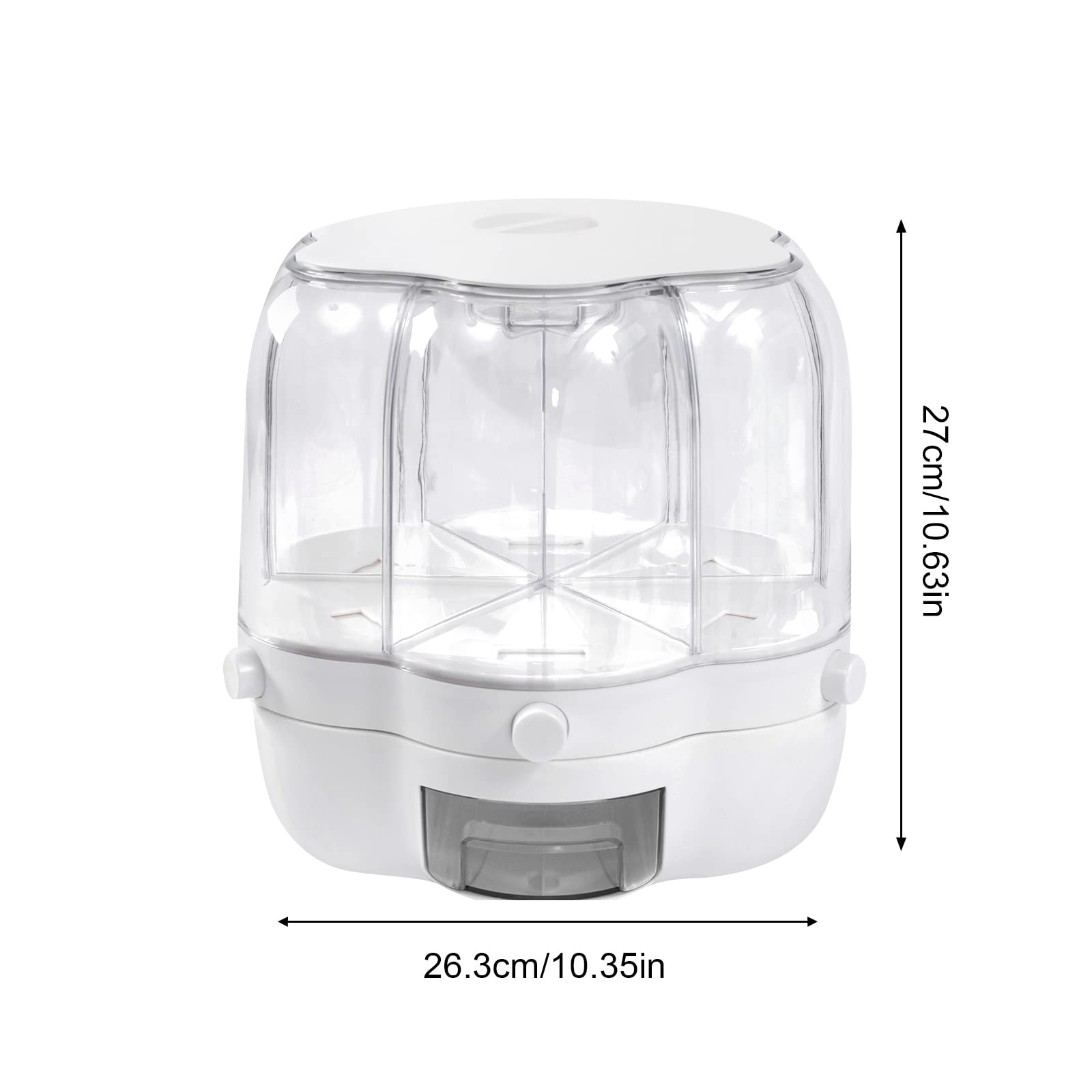 Dispensador Muesli 8kg 360 ° rotación tarros de almacenamiento conjunto dispensador de alimentos dispensador de cereales contenedor de cereales blanco