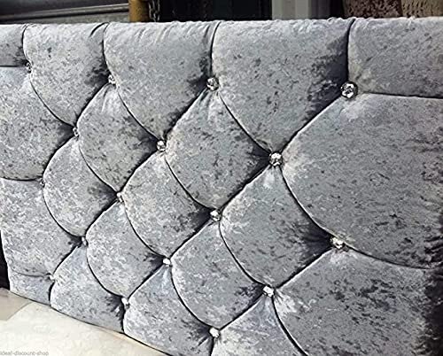 mm08enn Chesterfield Plush Fabric 26" Bed Headboard - Single, Double, King, Super King (Mink, 4ft Small Double)