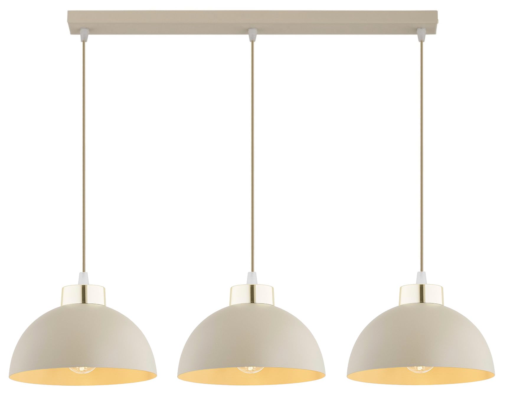 Pendellampe 3-flammig Beige – Moon Ecru Kaschmir Leuchte aus Metall – E27 Lampen für Esszimmer oder Wohnzimmer – LED geeignet
