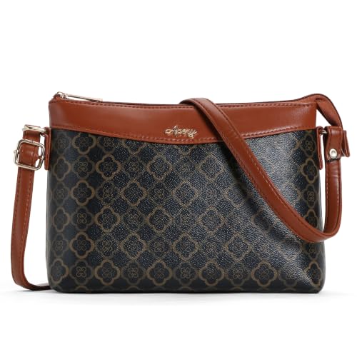 Image of Apery Elegant Printed Sling Bag | Two-Tone Faux Leather Shoulder Purse with Adjustable Strap