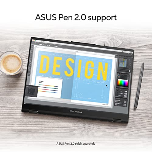 Image of ASUS 2023 Vivobook S 16 Flip 16 inch WUXGA 16:10 Touch, Intel Core i5-13500H CPU, Intel HD Graphics, 8GB RAM, 512GB SSD, Stylus Supported, Windows 11 Home, Midnight Black, TP3604VA-DS51T