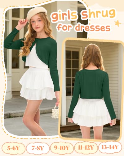 Image of Girls Uniform Cardigan | Cropped Bolero Shrug with Long Sleeves, Button Front Knit Sweater, Soft Preppy School Cardigan for Cute Daily Wear